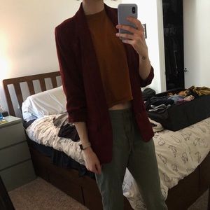 Zara Maroon Blazer 3/4 Sleeves